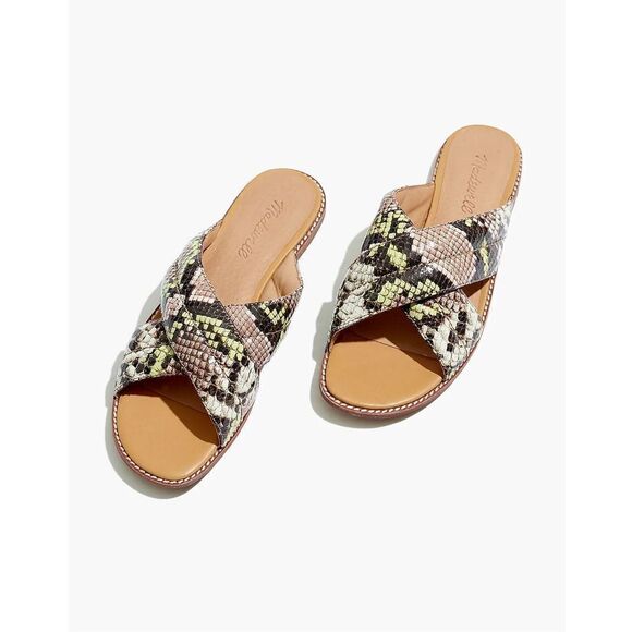 Madewell The Skyler Slide Sandal in Snake Embossed Leather size 8.5 - Picture 1 of 11